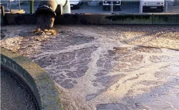 (圖:南輝造紙客戶廢水泡沫池起泡現(xiàn)場)
